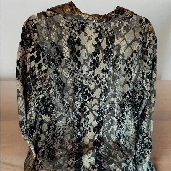 Ruby Rd Unique Shiny Abstract Shimmery Scales Embellished Full Zip Jacket Sz 8 - Picture 12 of 15